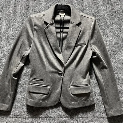 Blazer Merona Mujer XS Gris Un Botón Elastizado Traje Chaqueta Trabajo Carrera Oficina Foto 1 de 4