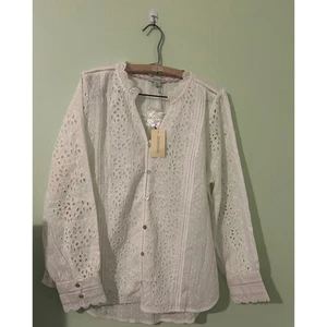 Sundance Lochspitze L Langarm Boho Bauern Top Neu mit Etikett bestickt Milkmaid - Bild 1 von 9