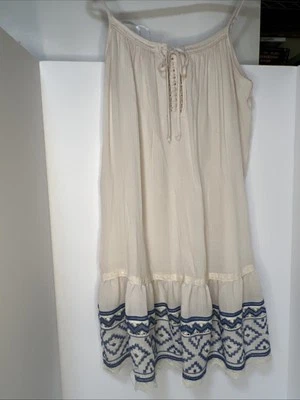 Jade Kristopher 女式连衣裙 Lg 奶油色蓝色和蕾丝 A4243 — 第 1/4 张图片