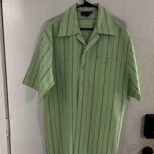 Vintage Alberto Celini Hemd Herren Large grün geometrisch kariert Twill Hand Schneider - Bild 1 von 5