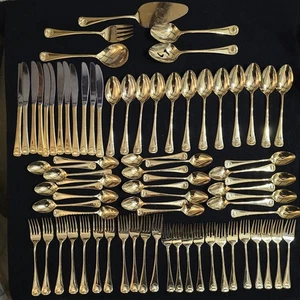 Shell 24 KT EP Japan Silverware 70 PC + 5 Serving Pieces *Note - Picture 1 of 4