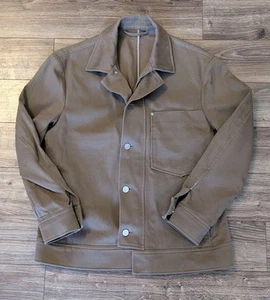 COS Modern Work Jacket Mens Tan Cotton Twill Camp Collar - S EUC - Picture 1 of 16