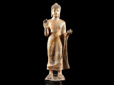 Y4136: XF Japanese Copper Amitabha Buddha-shaped BUDDHIST STATUE Buddhist art - Image 1 of 4