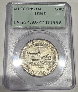 1936 Wisconsin Commemorative Half Dollar MS65 PCGS Rattler OGH - Picture 1 of 4
