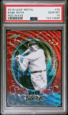 Babe Ruth 2019 Leaf Metal #30 Red Wave 1/3 PSA 10 GEM MINT - Image 1 of 2