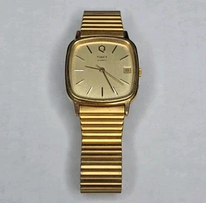 Timex Q Square M Cell Quartz Watch with Speidel Expansion Bracelet Rare Vintage - Picture 1 of 6