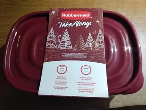 3 Food Storage Containers 4 Cups, Rubbermaid TakeAlongs Rectangles Red Lid - Picture 1 of 4