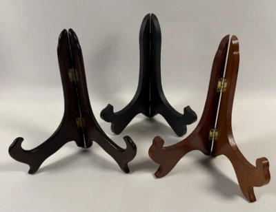 3 Soporte/s de madera plegable para placa de exhibición de 8" caballete negro marrón soporte para marco de fotos Foto 1 de 4