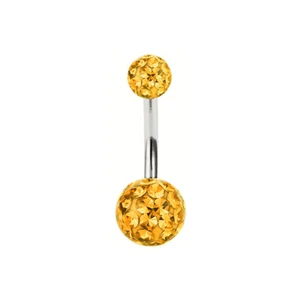 Various Bar Navel Belly Button Ring Barbell Coated CZ Crystal Ball Body Piercing - Picture 1 of 14