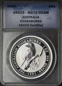 1995 Australia $1 Silver Kookaburra ANACS MS70 DCAM World Map Label ✪COINGIANTS✪ - Picture 1 of 2
