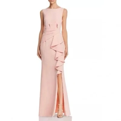 Eliza J 女式连衣裙 6 码粉色荷叶边前层叠无袖鸡尾酒礼服 — 第 1/4 张图片