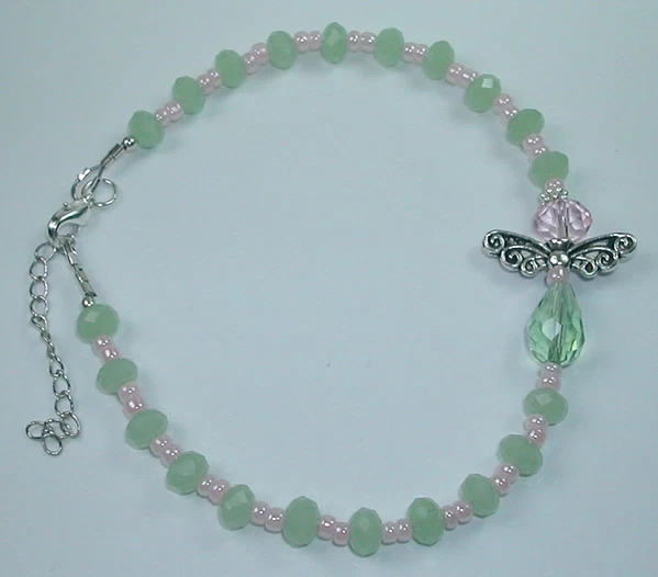 Tobillera Cristal Ángel Cuentas Inusual Pie Tobillo Joyería Hermosa Artesanal Foto 1 de 1