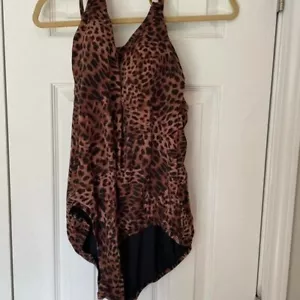 Leopardenmuster Einteiler Badeanzug Ringdetail hinten zum Binden sexy braun 1x - Bild 1 von 4