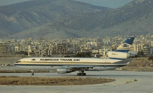 American Trans Air Airlines N183AT McDonnell Douglas DC-10 Vtg 1980's Postcard - Bild 1 von 2