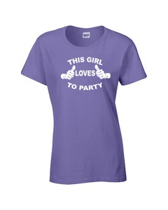 This Girl Loves to Party St Patrick's Day Drinking College Ladies Tee Shirt - Picture 1 of 1