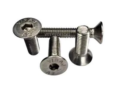 VITI M5 IN ACCIAIO INOX PERNI BULLONI TESTA SVASATA PIANA CAVA UNI 5933 DIN 7991