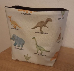 Utensilo * selbst genäht Handmade Aufbewahrung * hellgrün mit Dinosaurier - Bild 1 von 1