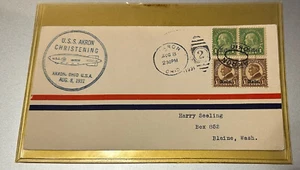 USS AKRON Airship / Zeppelin Christening Aug. 8. 1931 Postal Cover Stiff holder - Picture 1 of 1