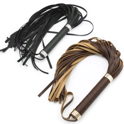 NUEVO Faxu Cuero Látigo Flogger Mango Equitación Borlas Restricciones Juguetes Foto 1 de 4