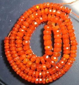  Natural Orange Ethopian Opal Loose Gemstone Beads faceted 38.4 Cts 1 Strand 16" - Picture 1 of 3