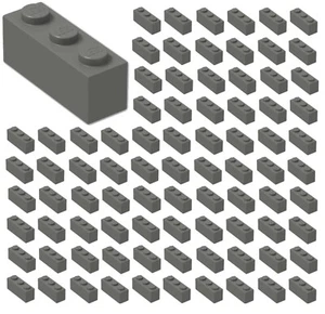 ☀️100x NEW LEGO 1x3 DARK BLUISH GRAY Bricks Wall City Town Building Bulk Lot - Picture 1 of 2
