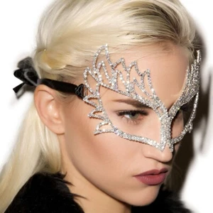 Handmade Rhinestone Mask Crystal Masquerade Jewelry Festival Eye Mask Festival - Picture 1 of 6