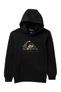 Quiksilver Boy's L/14 Black Camo L/S Swell Vision Hoodie Pullover Sweatshirt  - Picture 1 of 1