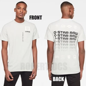 NUEVO CON ETIQUETAS Para hombres G-Star Crudo Multi Logo Bolsillo GR Camiseta Gris Fresco 100% Algodón L XL - Imagen 1 de 8