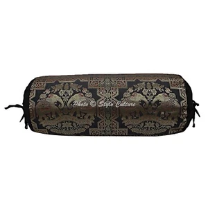 Copricuscino etnico broccato jacquard 30 x 15 in federa a cilindro hippie - Foto 1 di 5