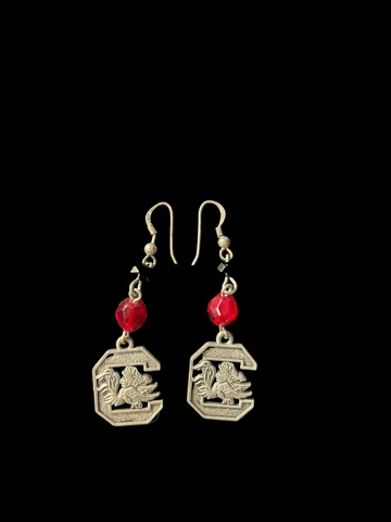 South Carolina Gamecocks Football Logo NCAA Silver Charm Dangle Earrings Cover