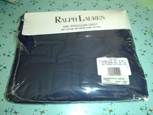 NIP Ralph Lauren Full Flat Sheet Solid Color Navy Blue 100% Cotton - Irregular - Picture 1 of 4