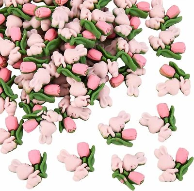 Амулеты кабошоны с плоской поверхностью цветок розового кролика тюльпана сделай сам 100 шт. - Изображение 1 из 4