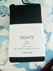 NIB Women's Maurices Black Opaque Control Top Tights Size: M/L - Bild 1 von 1