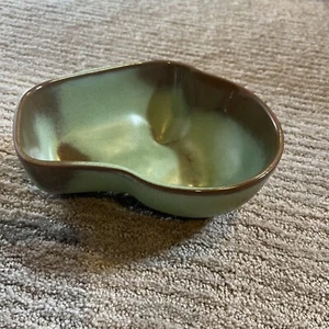 Vintage FRANKOMA Pottery - VTG 3 Footed Condiment Dish Bowl - Prairie Green - 4N - Picture 1 of 5
