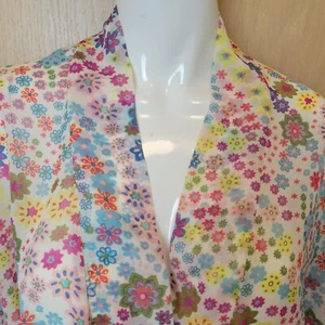 Josie Natori robe womens large floral flowers 60s crochet detailing polyester - Picture 1 of 17