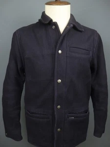 Carhartt Navy Wool Collared Long Sleeve Snap Front Palmer Coat Jacket Size M - Picture 1 of 19