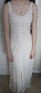Abercrombie & Fitch Damen SMALL Maxikleid elfenbein creme Spitze elegant gebraucht, in einwandfreiem Zustand - Bild 1 von 17