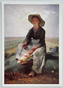 YOUNG SHEPHERDESS by Jean-Francois Millet, Fine Arts Museum Boston Postcard - Picture 1 of 2