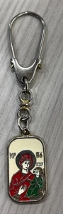 Vintage christlicher Schlüsselanhänger, Mutter Maria und Jesuskind, religiöses Geschenk Keychain - Bild 1 von 2