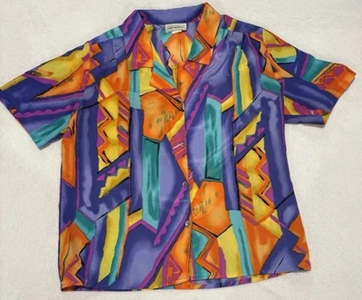 Blusa Vintage Años 80 Impresiones de California Diseño Geométrico Colorido Mediana Foto 1 de 4