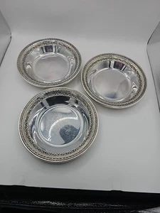 3 VTG Reed & Barton Silver Plate #1203 Holloware Candy Dish, 6" Diameter x 1" - Picture 1 of 7