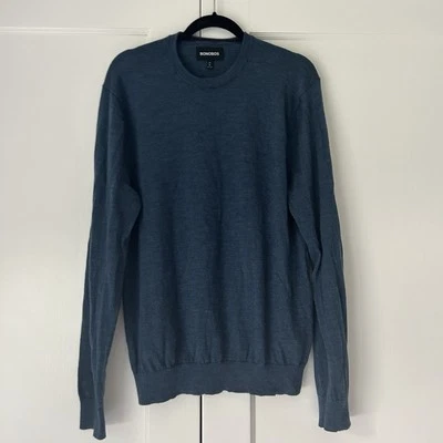Suéter Bonobos azul gola redonda malha clássica lavável leve lã merino - Imagem 1 de 4