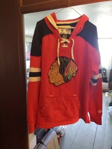 RARE MEN'S CCM CHICAGO BLACKHAWKS SEWN PATCH HOODIE SWEATER XL NHL PRO OK - Picture 1 of 11