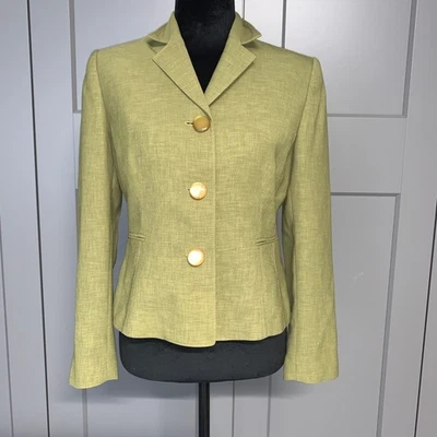 Chaqueta Blazer Kasper Petite Verde Carrera Oficina Negocios Mujer 4P Abotonada Foto 1 de 4