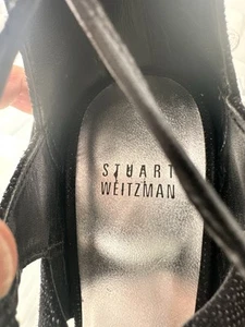 Stuart Weitzman Black Fabric Lace Up Sandals With Heels - Picture 1 of 7