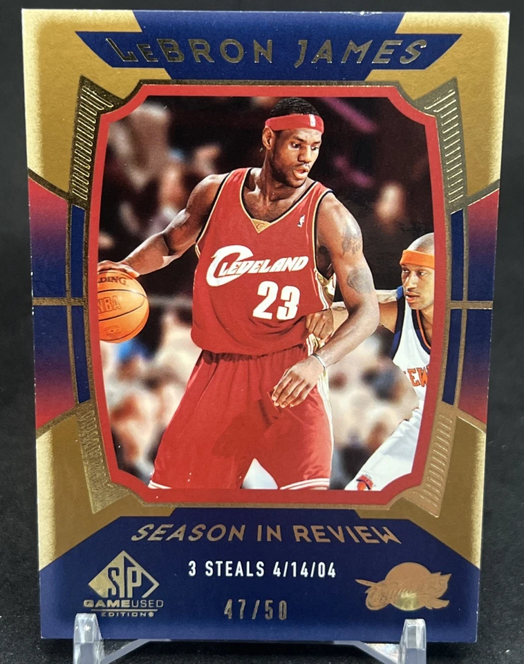 2004-05 Upper Deck SP Game Used LeBron James Season In Review Gold /50 SSP Cavs - Image 1 of 4