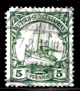 HICK GIRL-OLD USED GERMAN SOUTH WEST AFRICA SC#27 KAISER'S YACHT X4640 - Picture 1 of 2