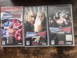 3x Sony Playstation Portable PSP Bundle WWE Smackdown Vs. Raw 2007,2009,2010 - Picture 1 of 3