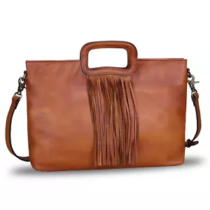 Tassel Bag Genuine Leather Handbags Women Shoulder Bag Crossbody Bag Handbags - Picture 1 of 16