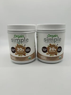 Pack de 2! Proteína vegetal simple en polvo Orgain, chocolate cremoso, 20 oz, caducidad 26/03 Foto 1 de 4